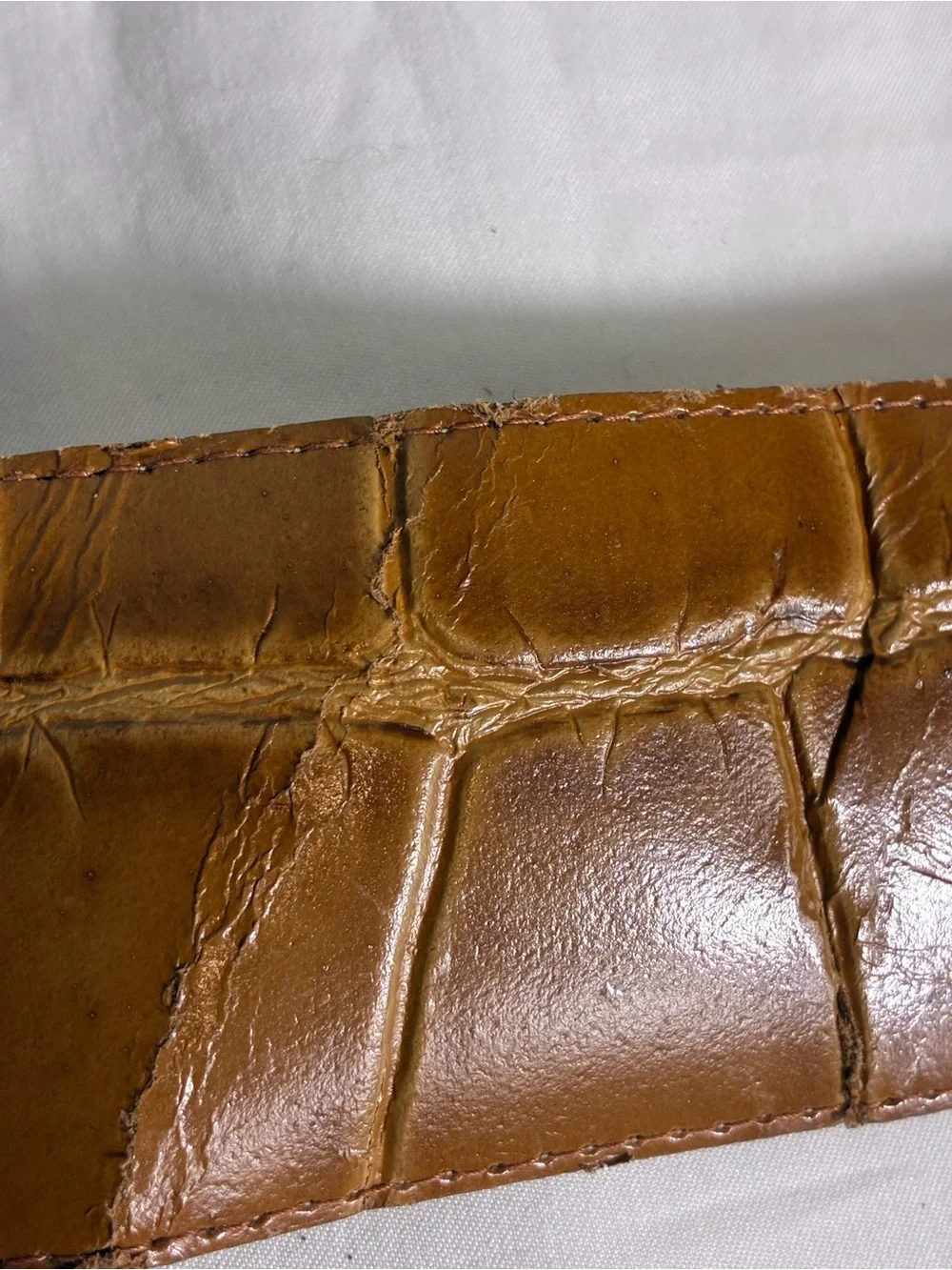 Womens belt 35” long Brown Croc-Textured faux leather Tortoiseshell Buckle